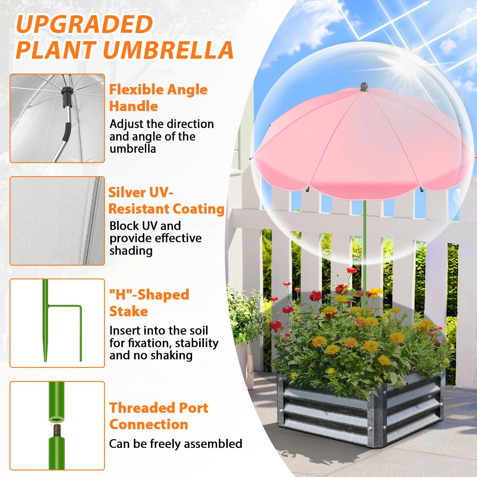 MJZ plant umbrella 26-inch-diameter covers a wide shade area