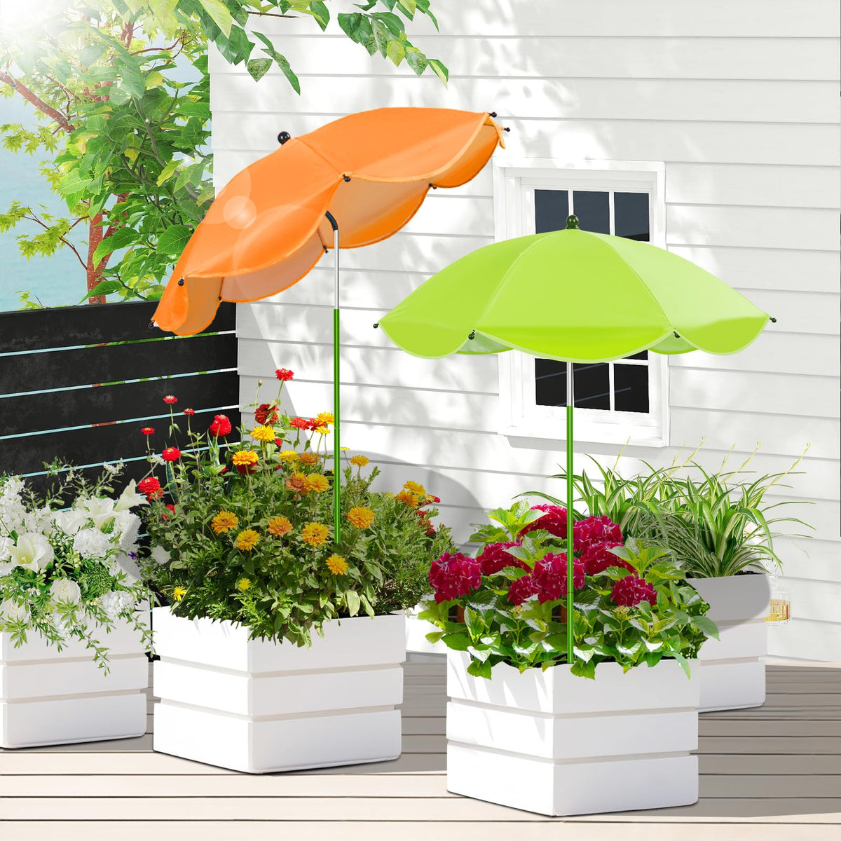 MJZ plant umbrella 26-inch green diameter provides broad shade for potted plants.