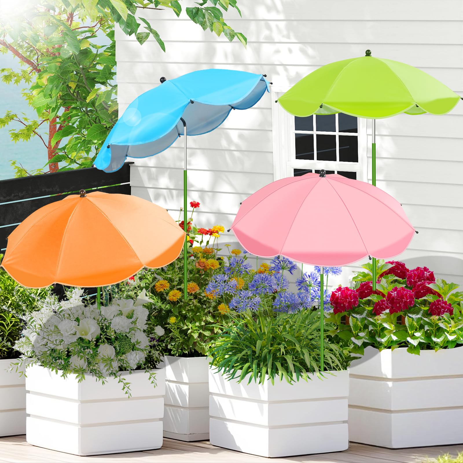 MJZ plant umbrella pack four for easy outdoor setup and shaded pots