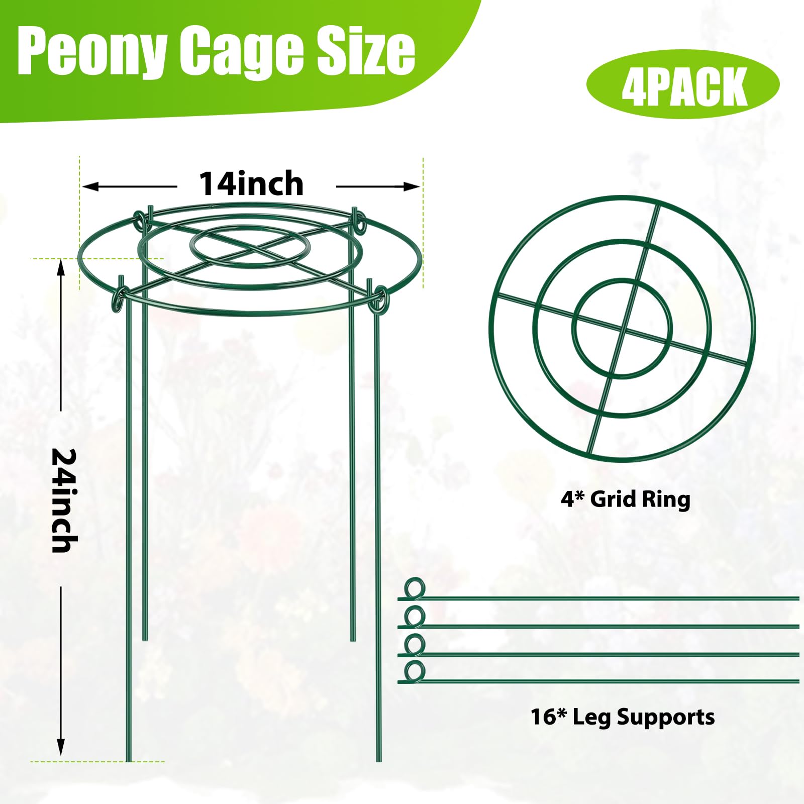 MJZ solid iron wire plant support is sturdy and resistant to bending for outdoors.