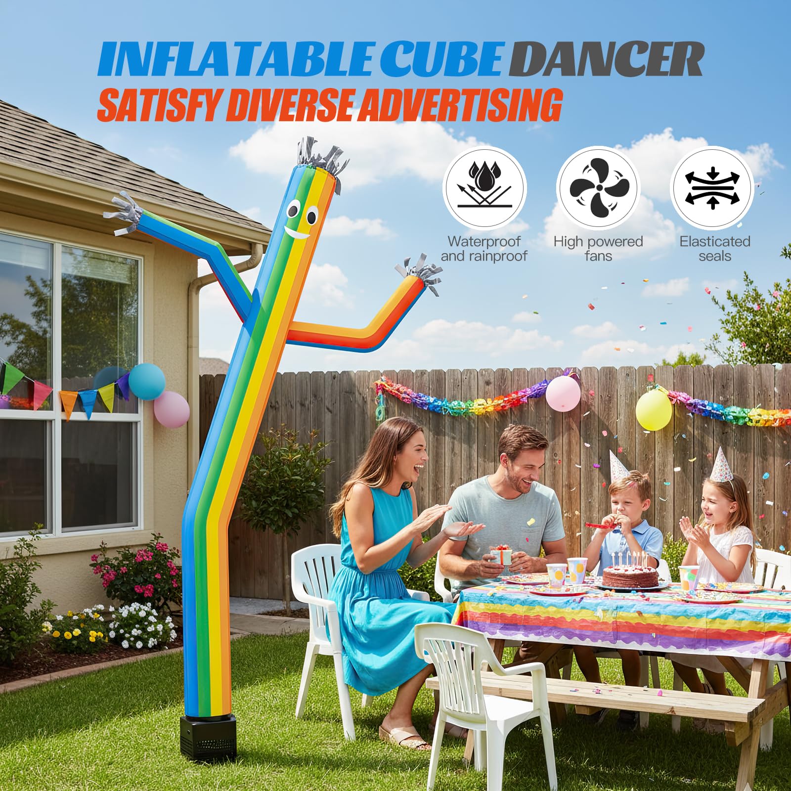 Mkevi Air Tube Dancer with built-in blower and lights for day and night visibility