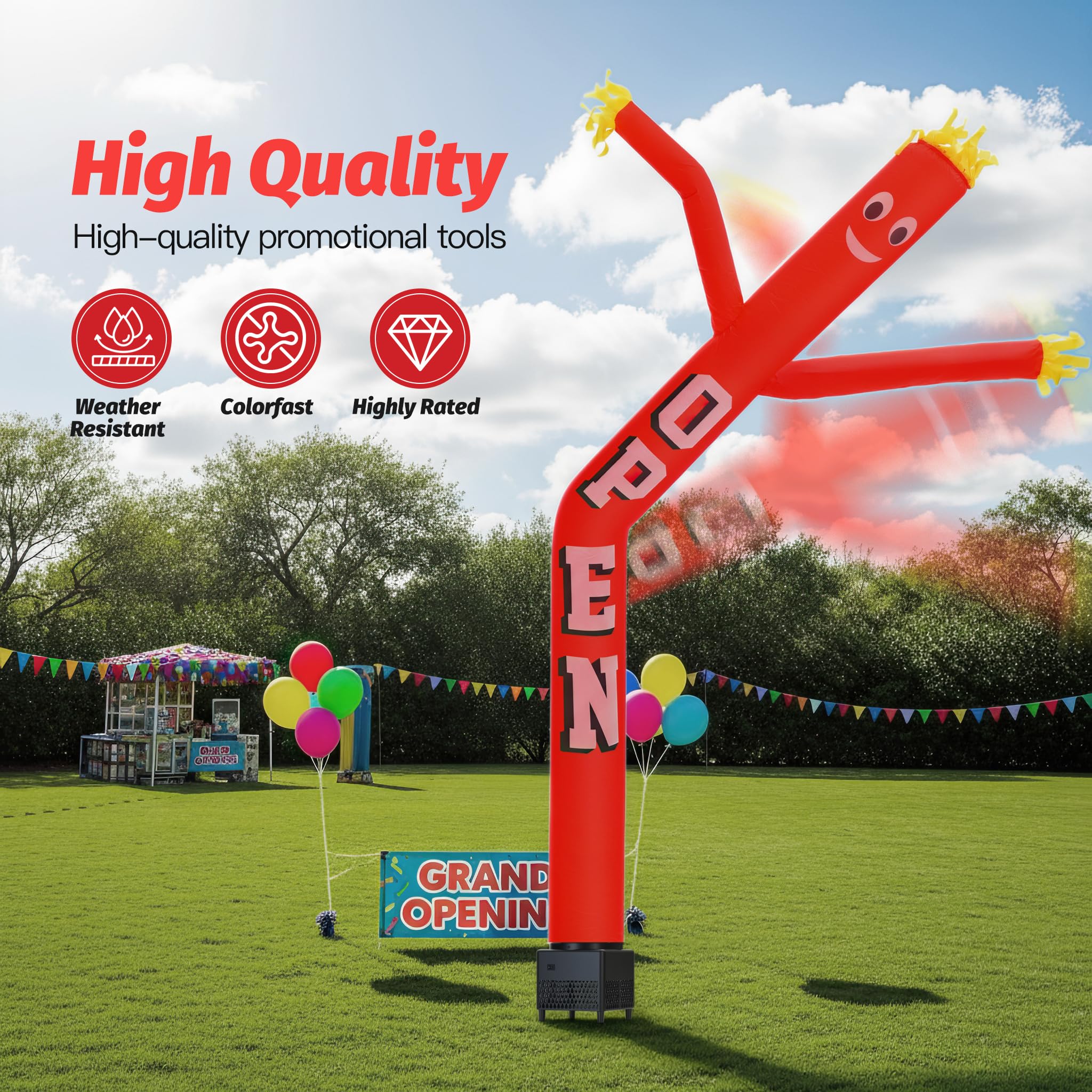 Mkevi inflatable tube man with built-in blower and lights boosts visibility