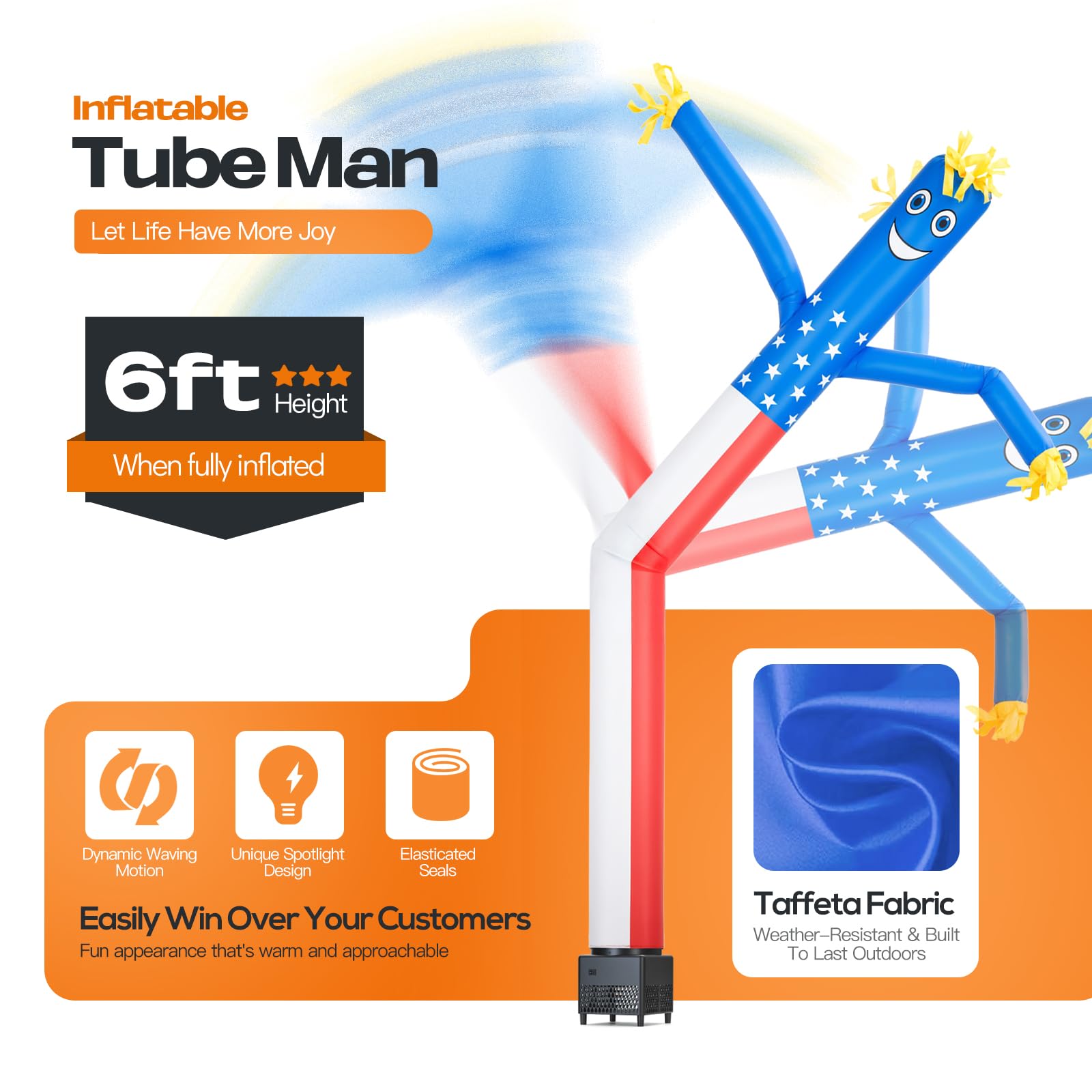 Mkevi tube man spotlight lights up dancing arms for night visibility