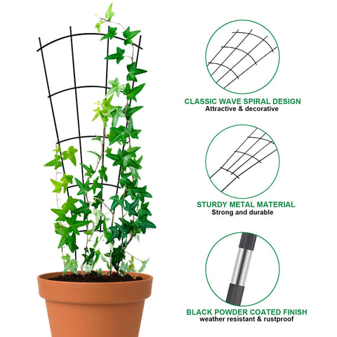 Mklsit tall 23-inch trellis supports growing vines in a pot.