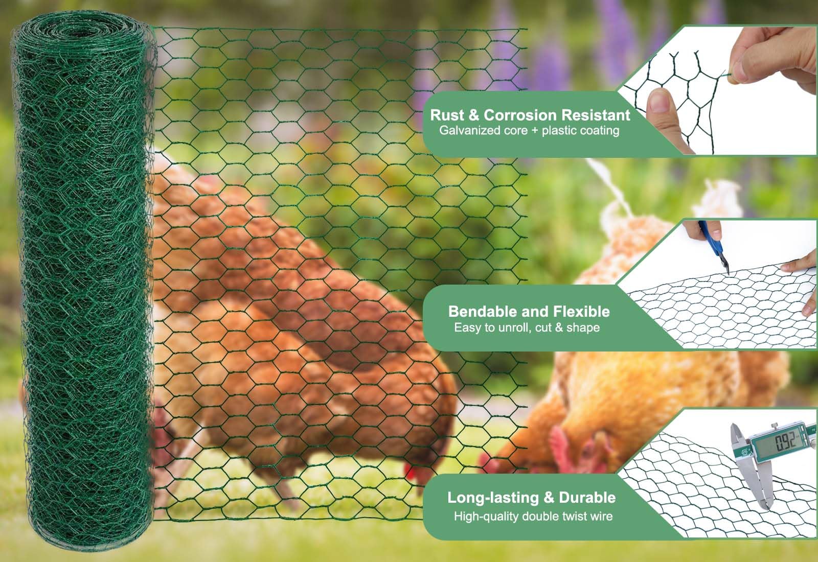 Mklsit chicken wire in a garden setting protecting beds from small animals
