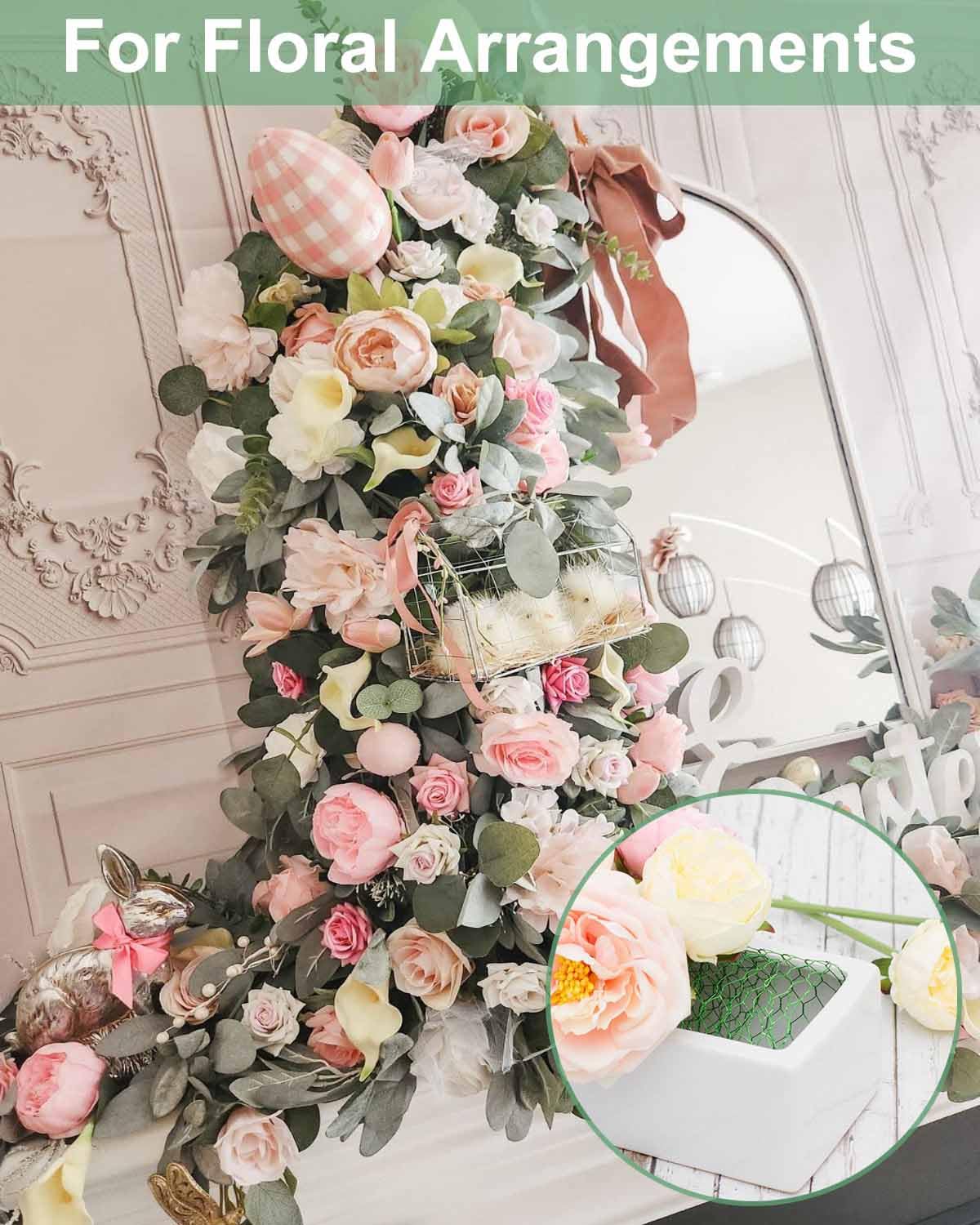 Mklsit chicken wire used to create a wedding floral frame and backdrop