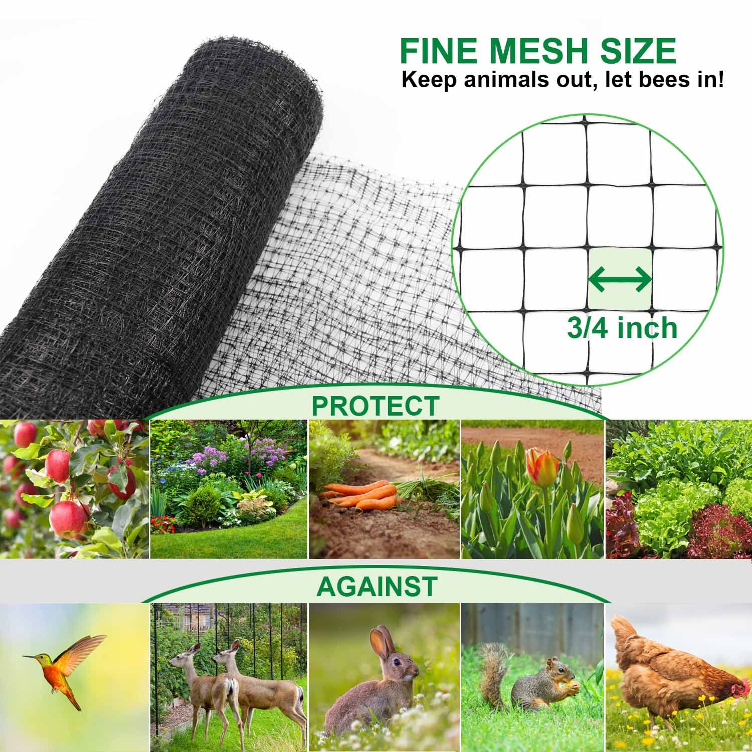 Mklsit garden protection mesh 3-4 inch square guards fruit and vegetables from birds