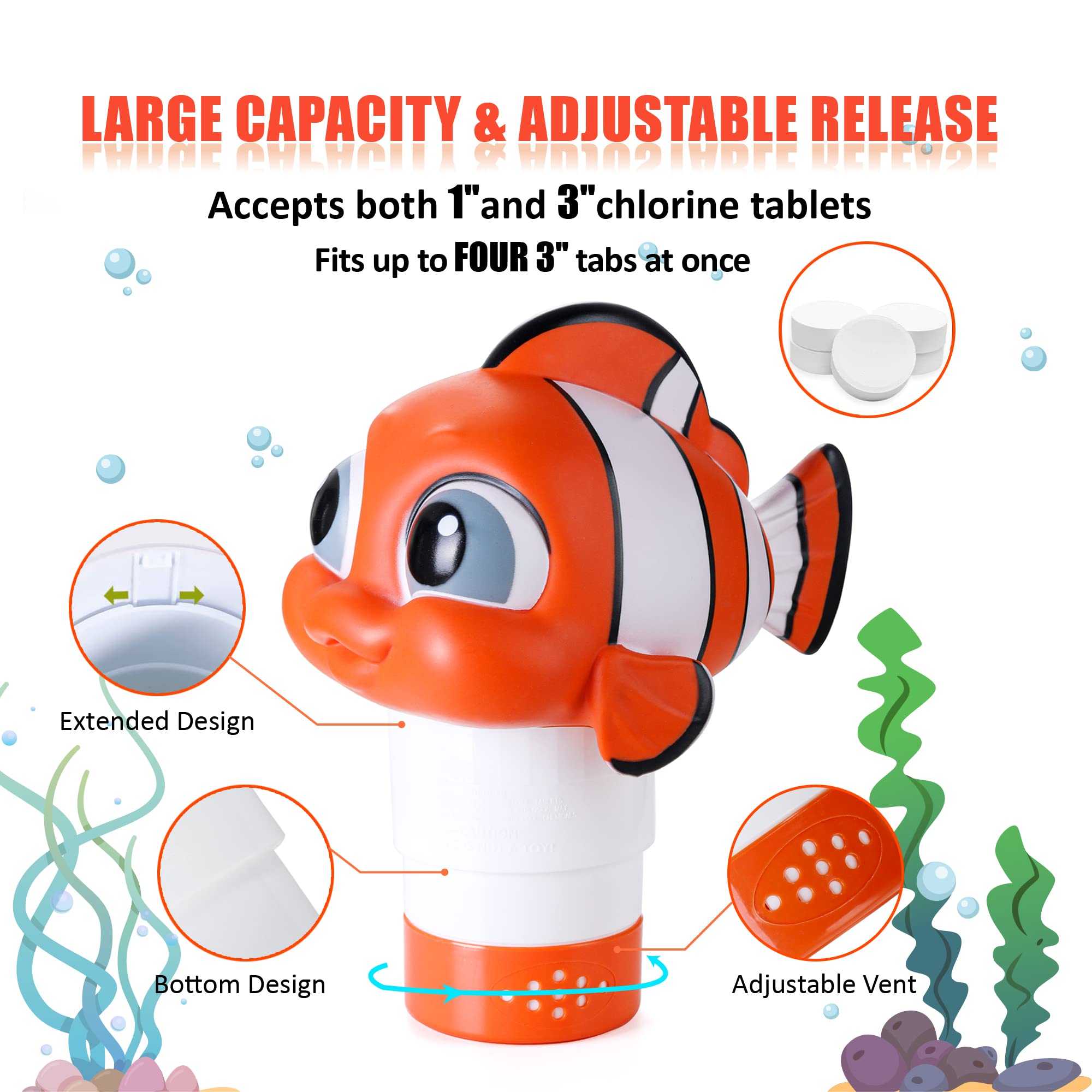 MKLZ chlorine floater durable PVC-ABS material, UV-resistant for long-lasting pool use.