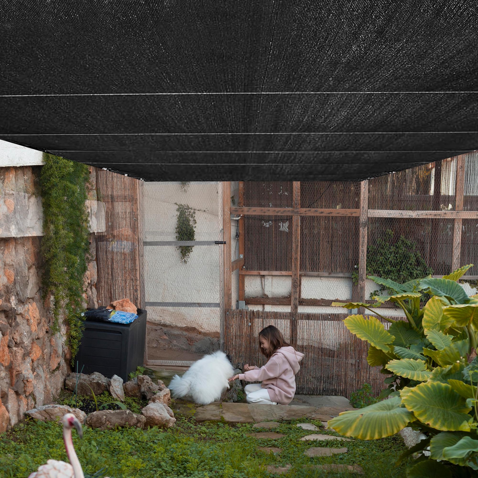 MKMJ outdoor shade cloth serves as windbreak and privacy for pools and decks.