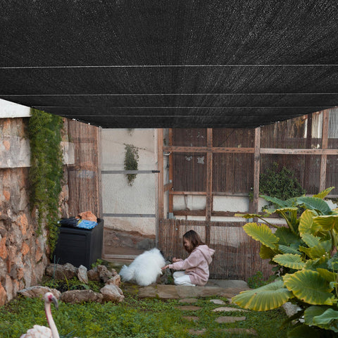 MKMJ outdoor shade cloth serves as windbreak and privacy for pools and decks.
