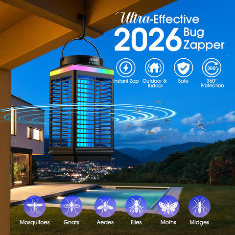 MKNXYD 4-in-1 bug zapper with ambient LED lighting for outdoors.
