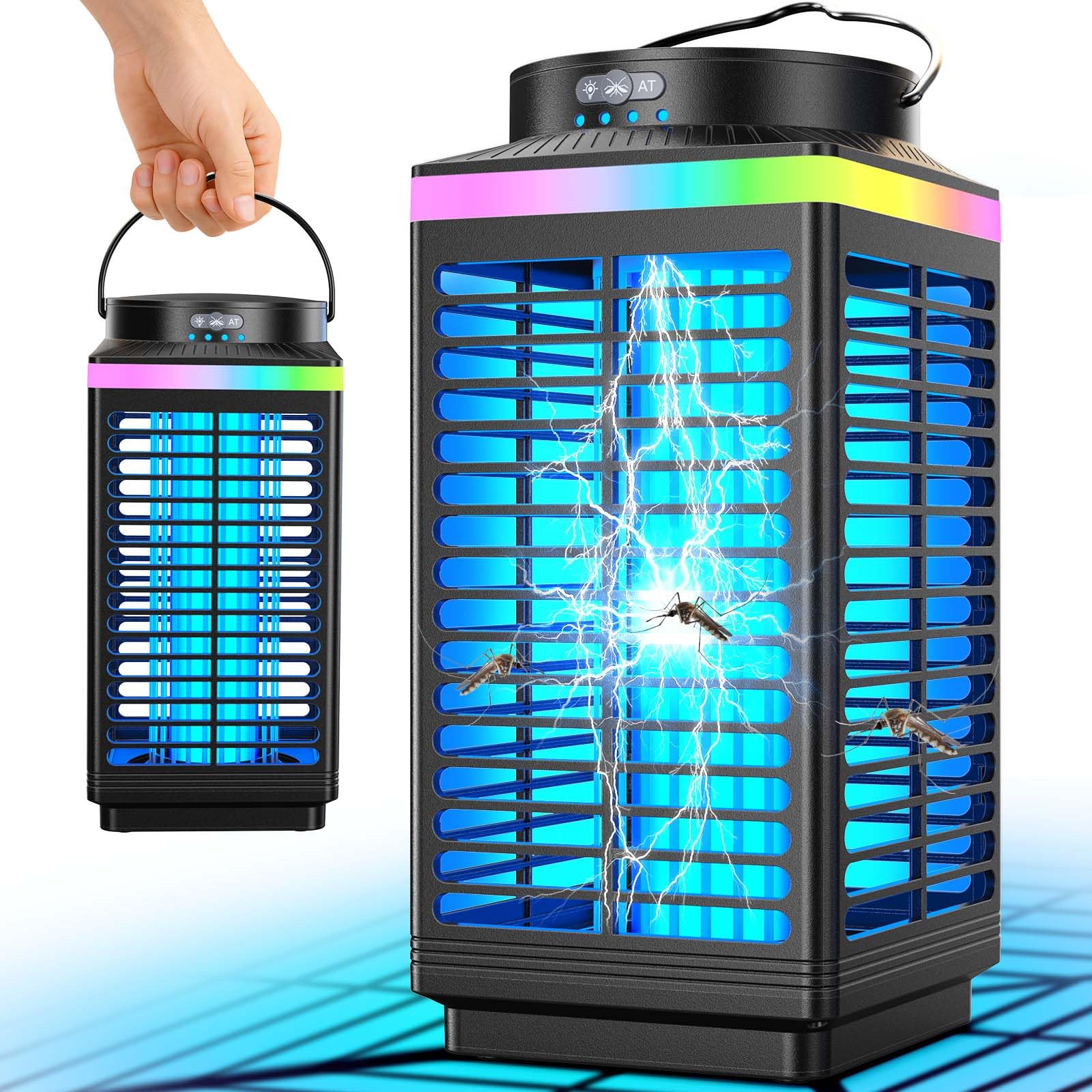 MKNXYD bug zapper outdoor 4200V in action for pest-free evenings.