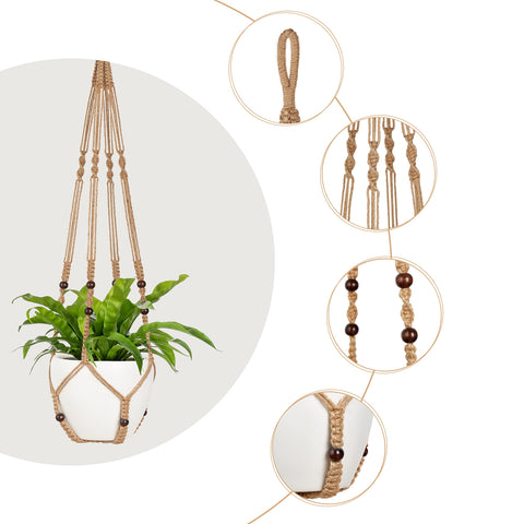 Mkono 2-pack macrame hangers suitable for up to 12-inch diameter pots in stylish brown.