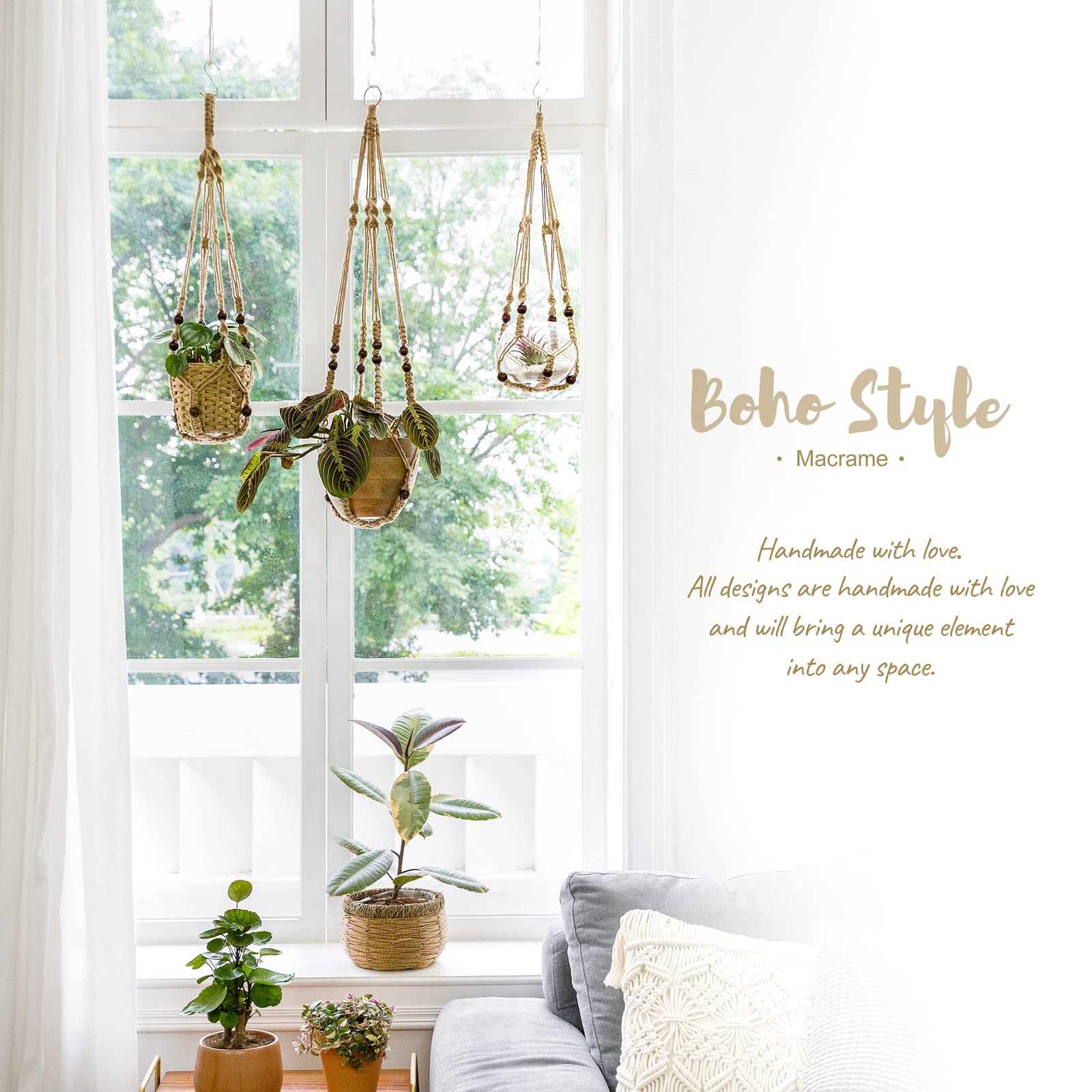 35 inch Mkono planter hanger with clean minimalist tassel free design