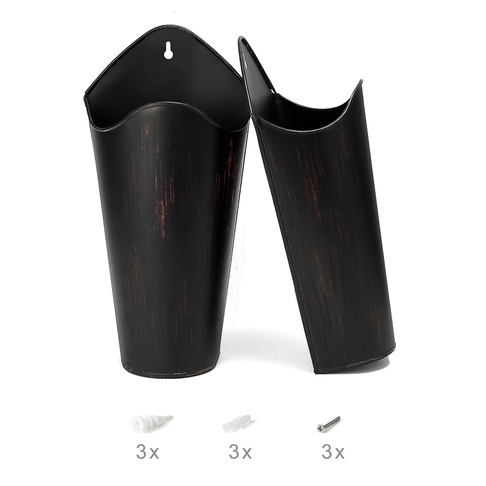 Mkono black small wall planter shows easy installation with provided hardware