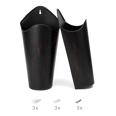Mkono black small wall planter shows easy installation with provided hardware