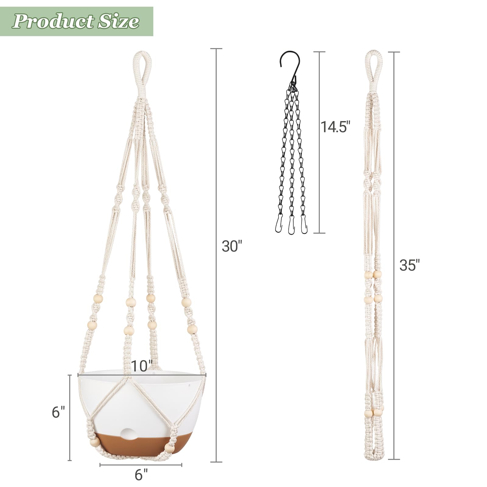 Mkono boho cotton rope hanger elevates indoor decor with natural texture