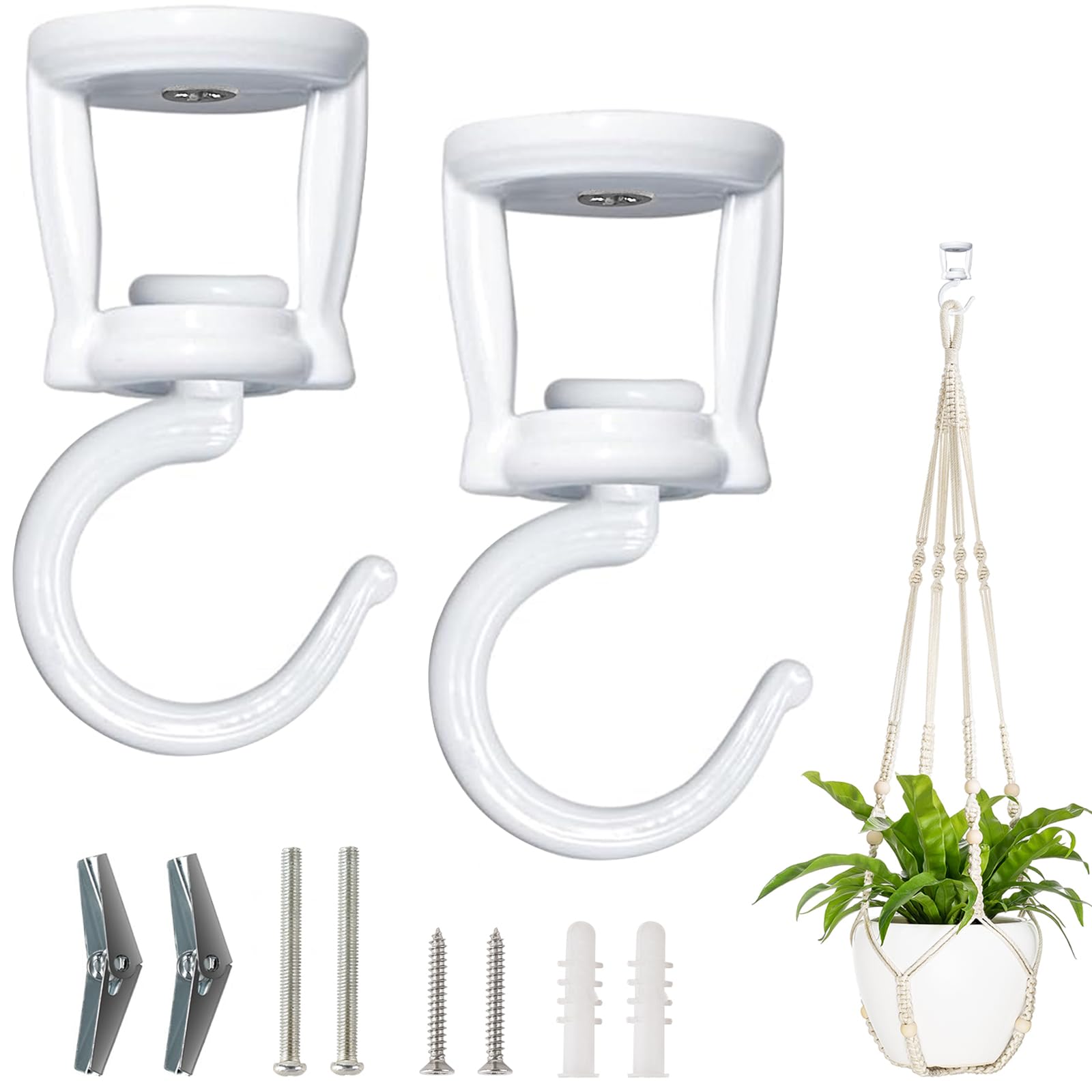Mkono ceiling hooks plant hanger securing a pot from the ceiling