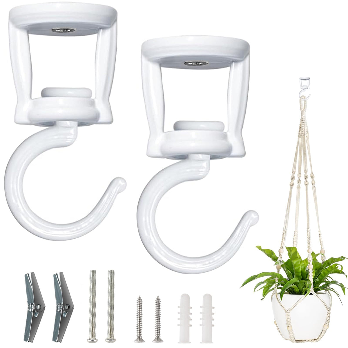 Mkono ceiling hooks plant hanger securing a pot from the ceiling