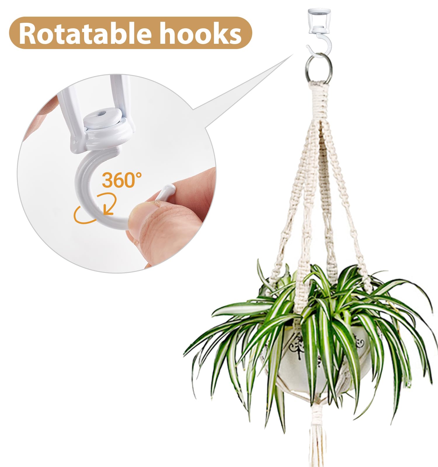 Close-up of Mkono screw-in hook in white finish for durable mounting