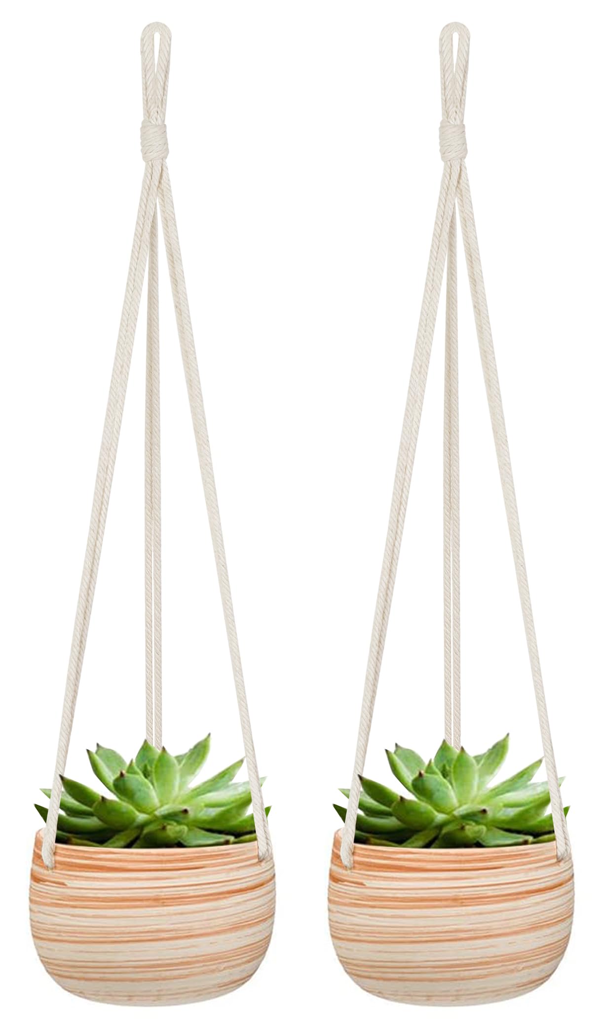 Mkono ceramic hanging planter with macrame hanger for stylish indoor display.