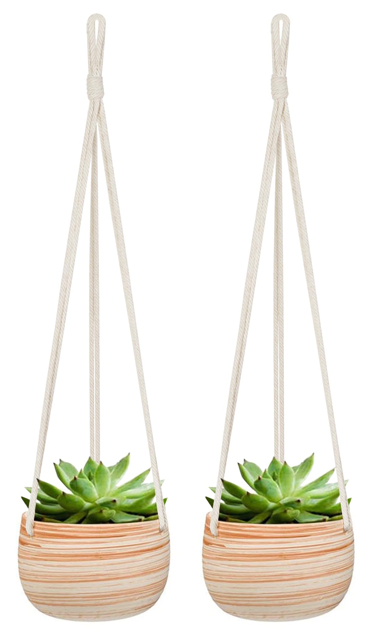 Mkono ceramic hanging planter with macrame hanger for stylish indoor display.