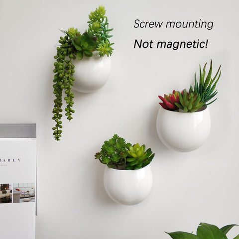 Mkono ceramic wall planter, white finish, pre-drilled holes for easy mounting