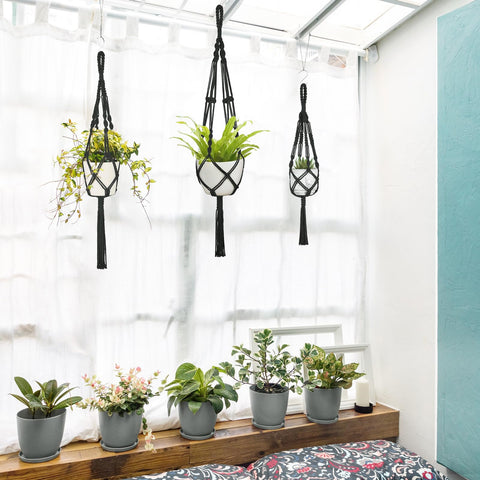 Mkono cotton cord hanging plant stand adds natural texture and easy installation.