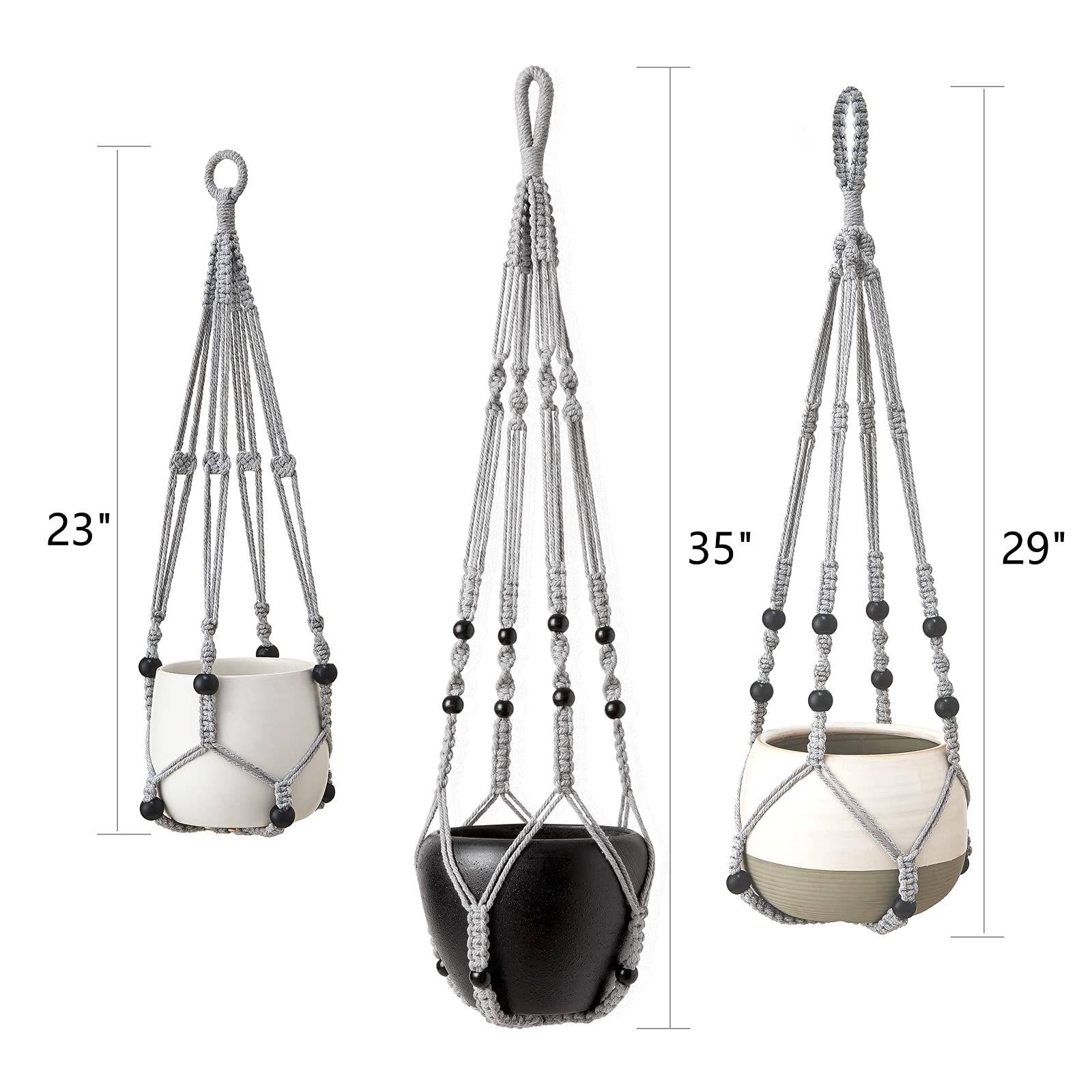 Mkono beads accent detail on cotton cord macrame hanger