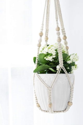 Mkono cotton-cord macrame hanger with durable weave