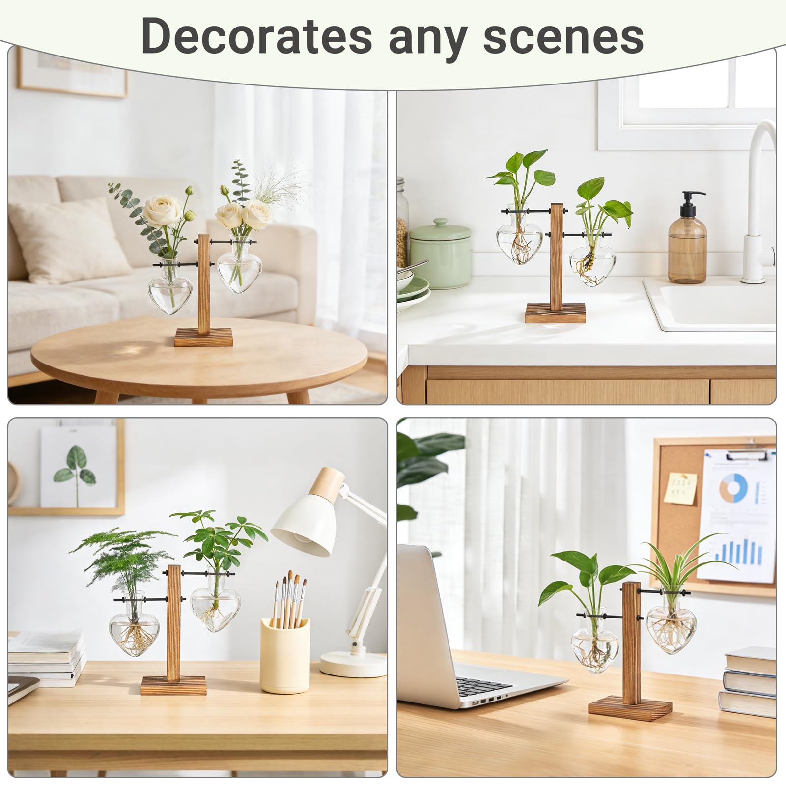 Mkono desk setup featuring propagation station for home office decor