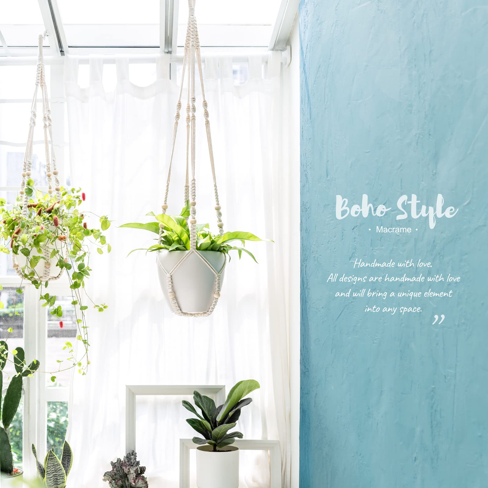 Mkono hanger holds up to 12-inch pots for versatile decor