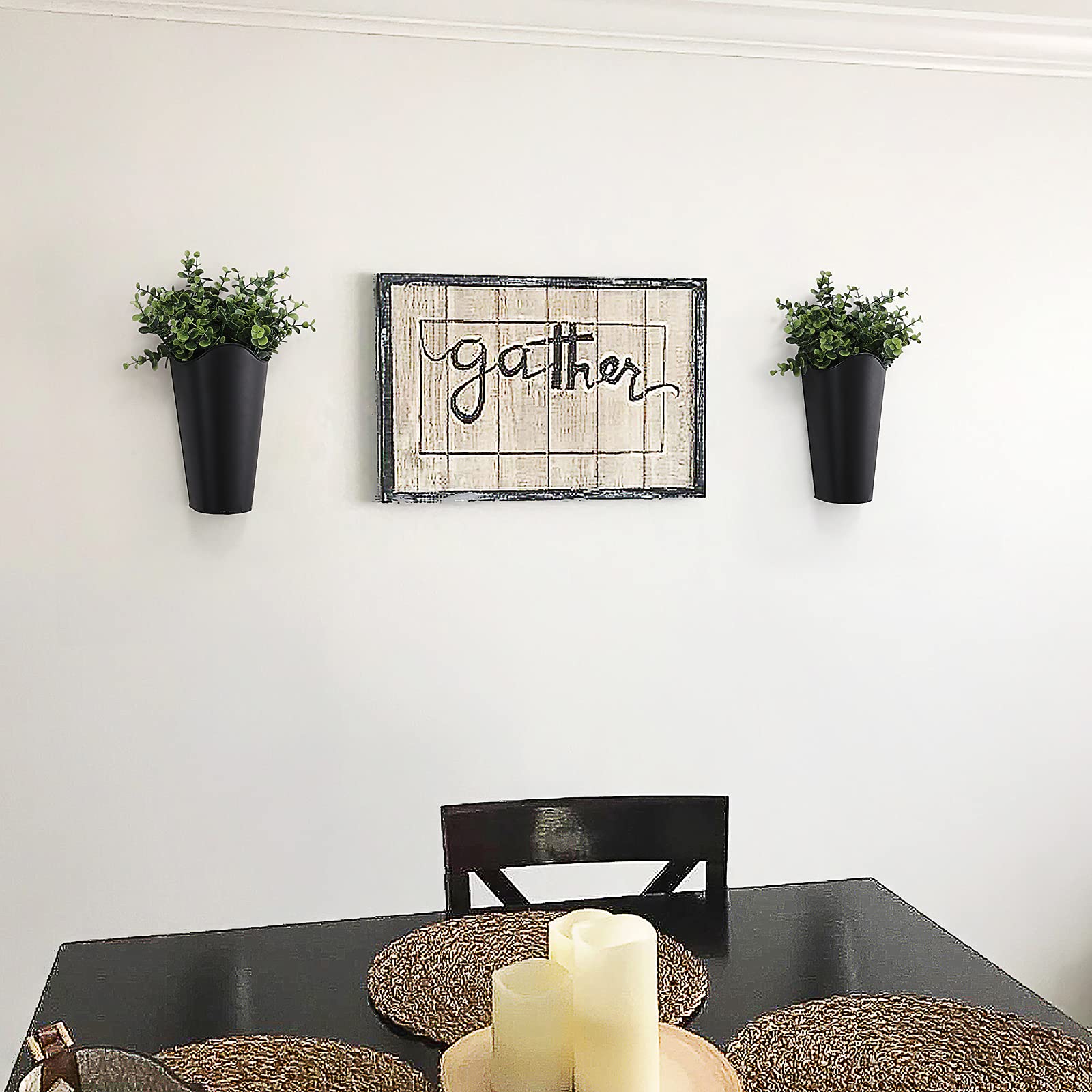 Mkono rustic farmhouse wall vase with artificial flowers adds stylish interior accent