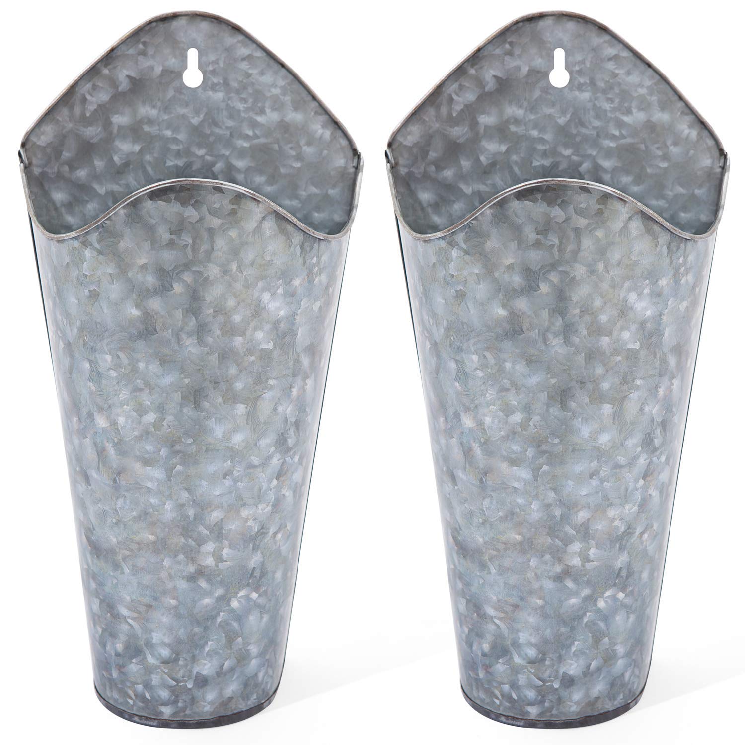 Mkono galvanized wall planter set on wall adds rustic charm for artificial flowers