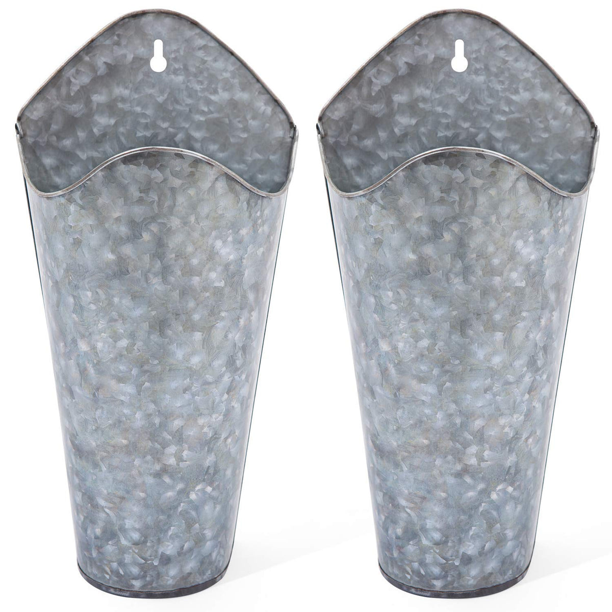 Mkono galvanized wall planter set on wall adds rustic charm for artificial flowers