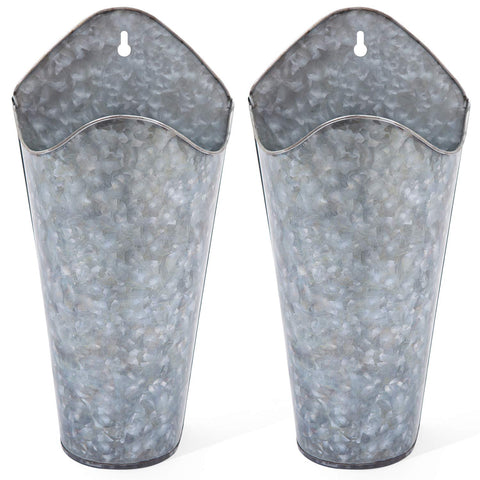 Mkono galvanized wall planter set on wall adds rustic charm for artificial flowers