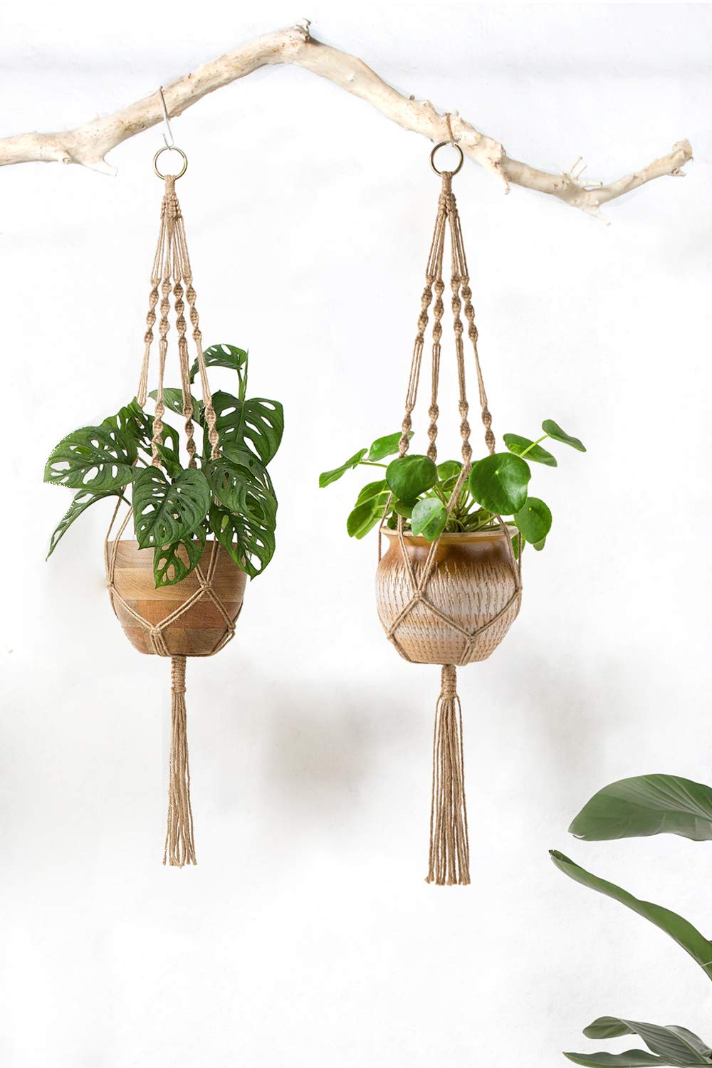 Mkono indoor-outdoor hanging planter in brown enhances any space with versatile, lightweight decor.
