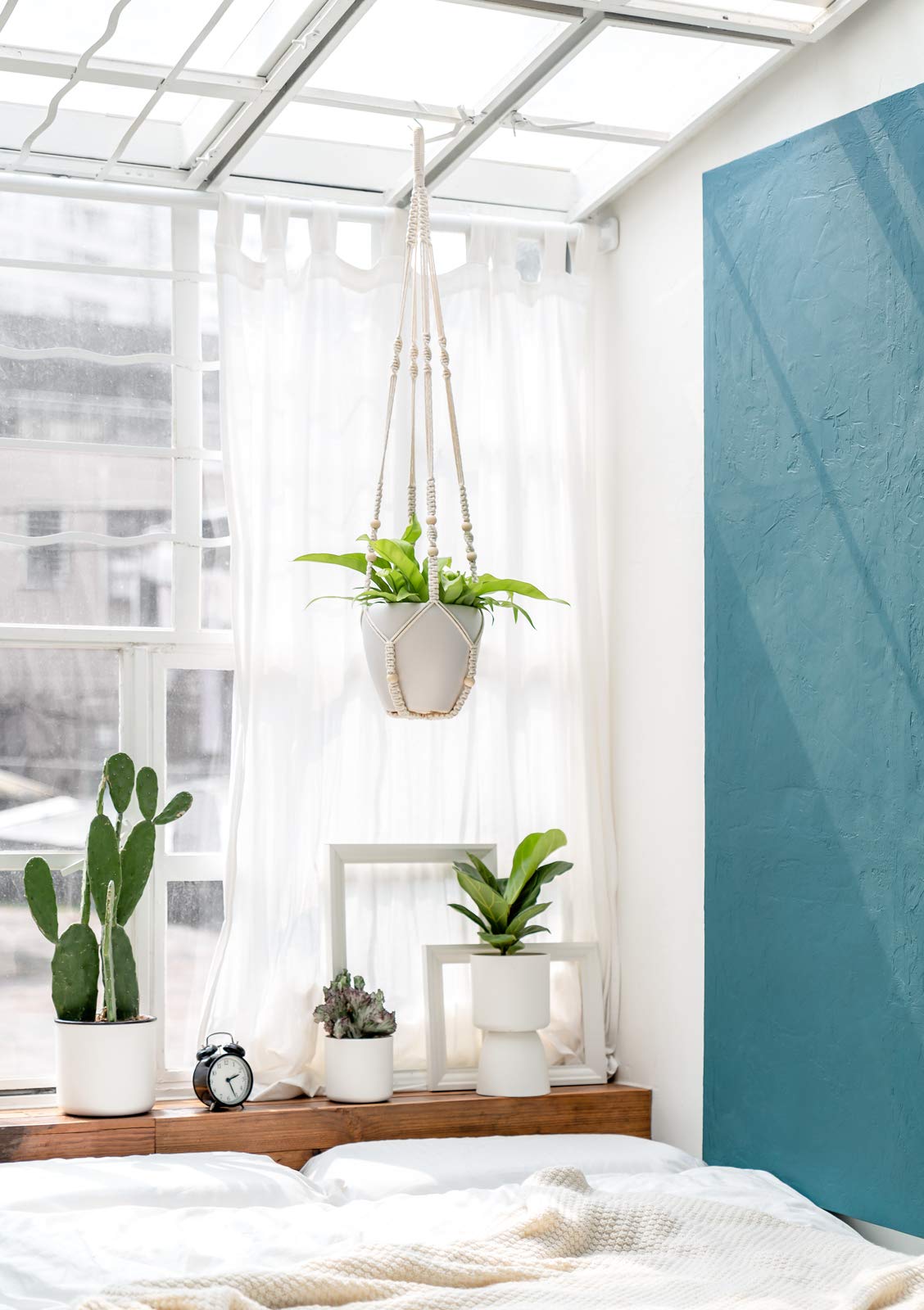 Mkono living room balance display creates cozy corners with vertical greenery.