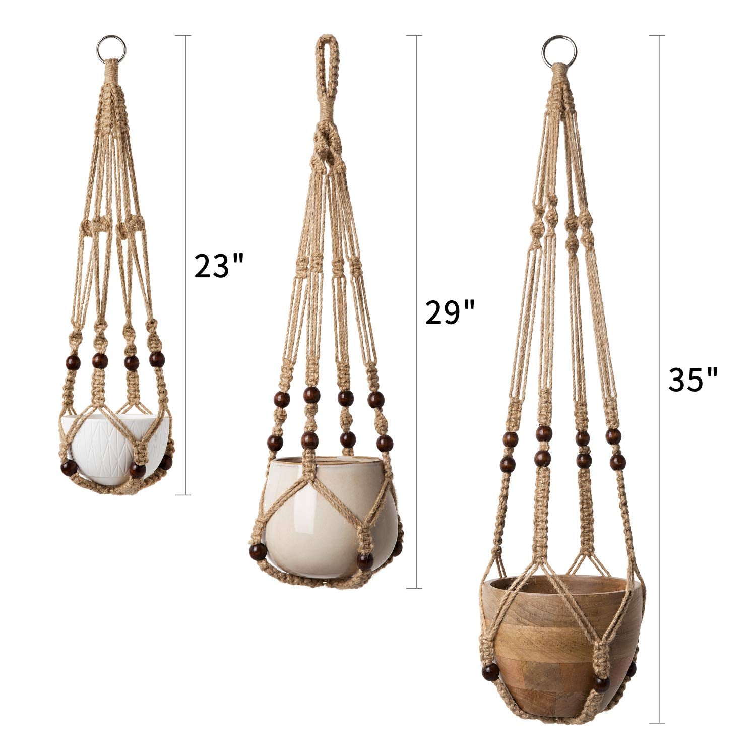 Mkono macrame hanger beads detail for a refined indoor garden vibe.