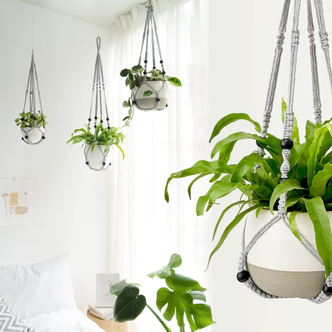 Mkono grey macrame hanger in 29-inch length for medium pots