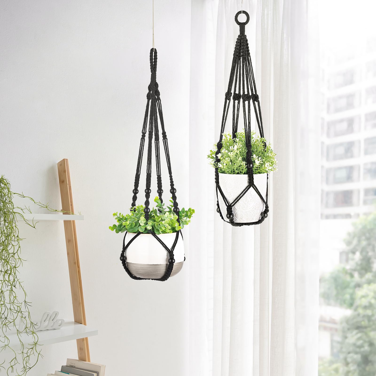 Mkono macrame plant hanger 23-inch length for compact spaces.