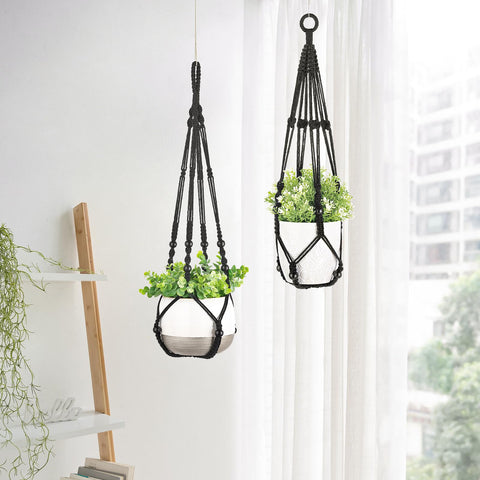 Mkono macrame plant hanger 23-inch length for compact spaces.