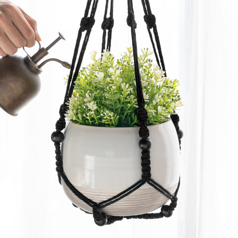 Mkono macrame plant hanger close-up showing woven cord detail.