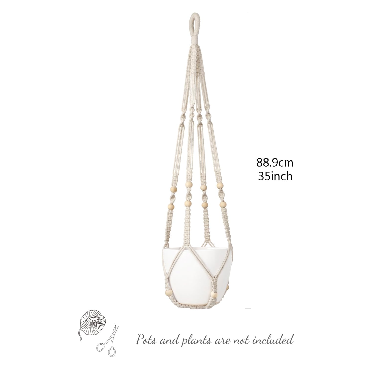 Mkono wood-bead accents frame plants while saving floor space.