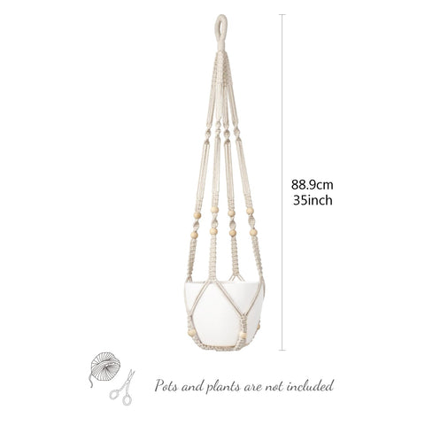 Mkono wood-bead accents frame plants while saving floor space.