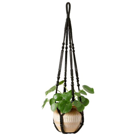 Mkono macrame plant hanger with wood beads adds natural texture for indoor greenery