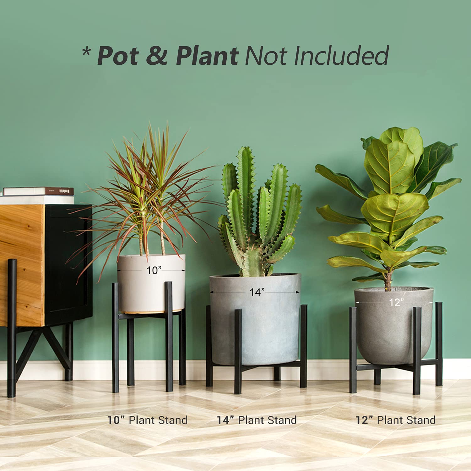 Mkono metal stand base details showing sturdy construction for plants and pets