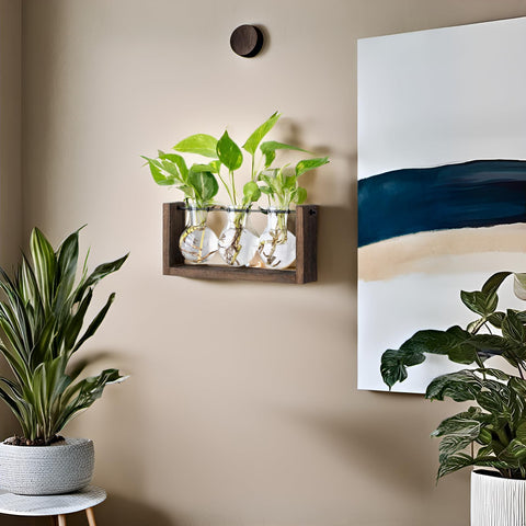 Mkono wooden stand with metal swivel holder supports easy watering and versatile placement