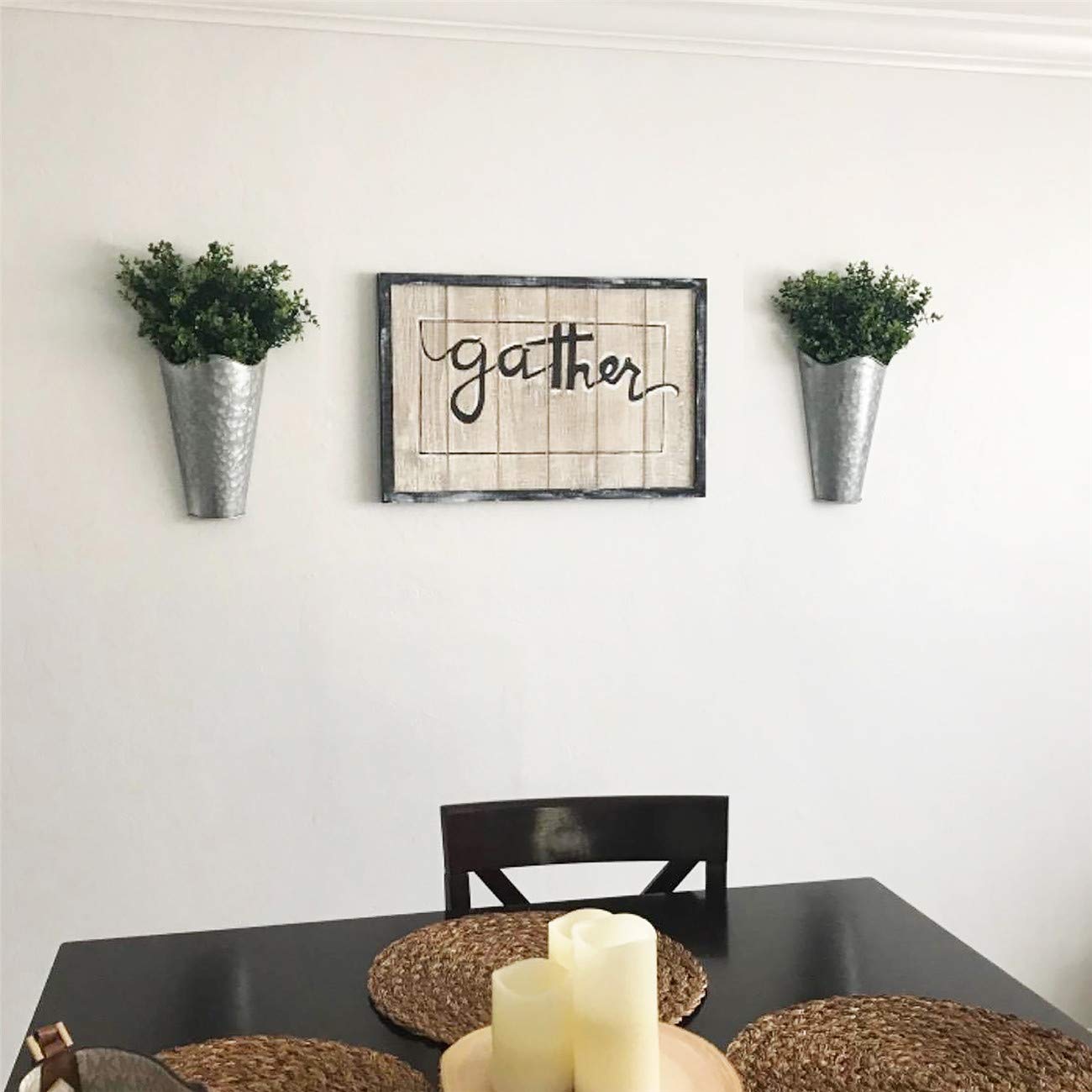 Mkono farmhouse wall vase displays faux greenery with vintage vibe