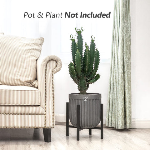 Mkono mid-century stand in black, side view highlighting slim profile and modern touch